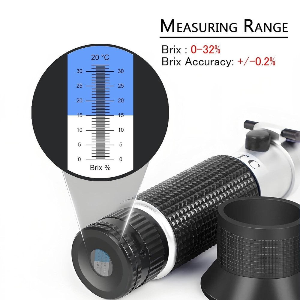 Precision 0-32% Brix Refractometer: Handheld, Portable Sugar Tester with ATC
