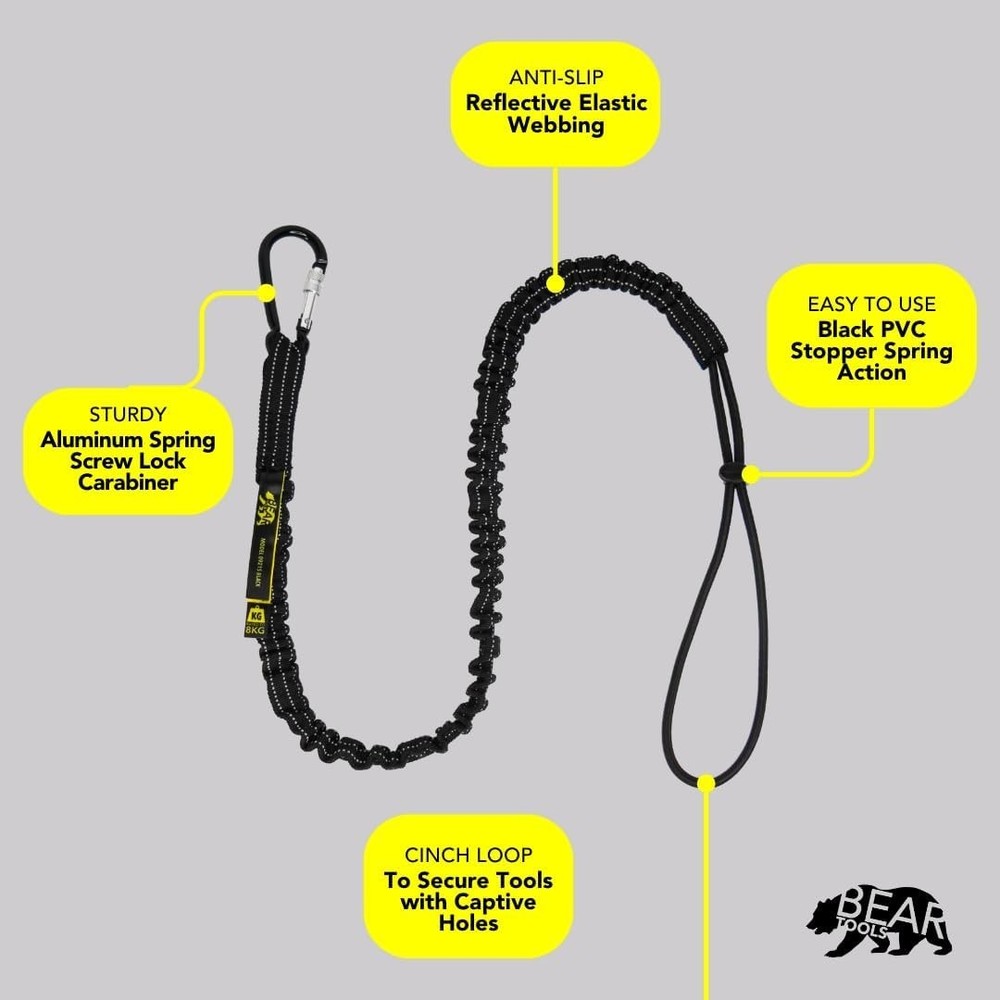 Durable 8KG Tool Lanyard with Elastic Webbing - Perfect for Construction Use