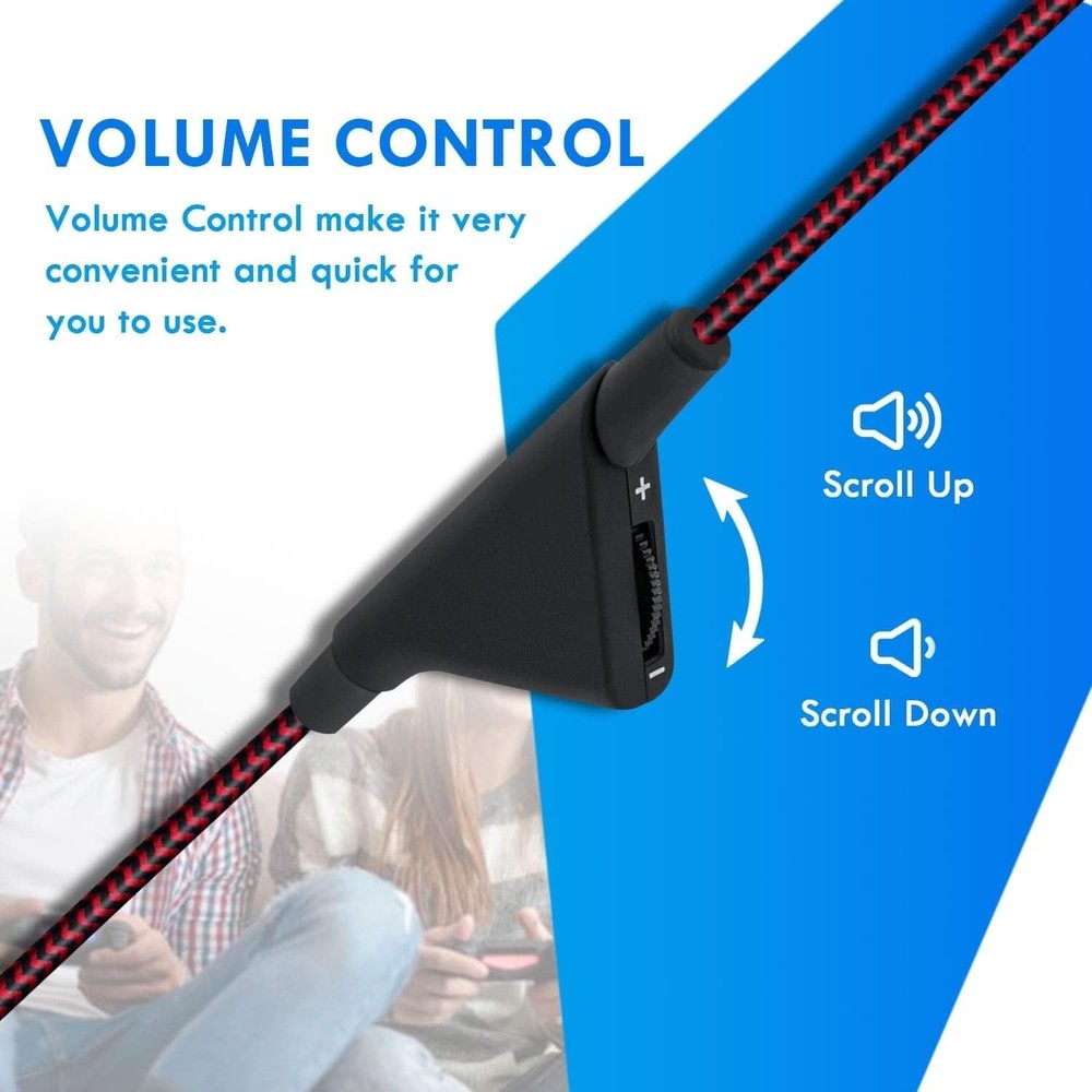 2M Braided Headset Replacement Cable with Volume Control for Astro & Xbox - Red