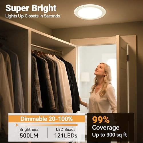 Rechargeable Ceiling Light No Wiring - Motion Sensor Night 2 Packs Multicolor