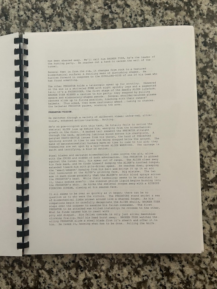 Alien VS Predator Horror Movie Script Reprint Full Screenplay Script