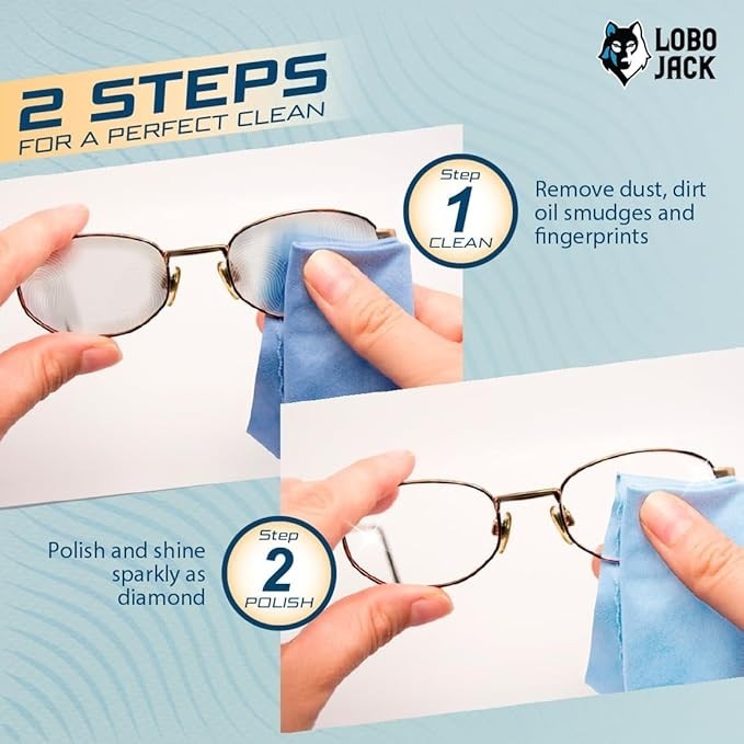 2Step Microfiber Cleaning Cloths: Clean and polish lenses, cell computer 12 PACK