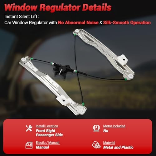 Front Passenger Side Power Window Regulator Without Motor Compatible 749-509
