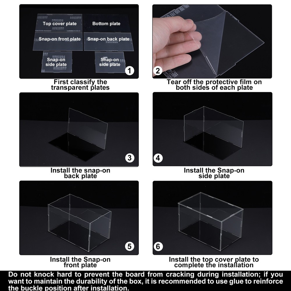 Clear Display Case Acrylic Box Assemble Transparent Dustproof Box Showcase