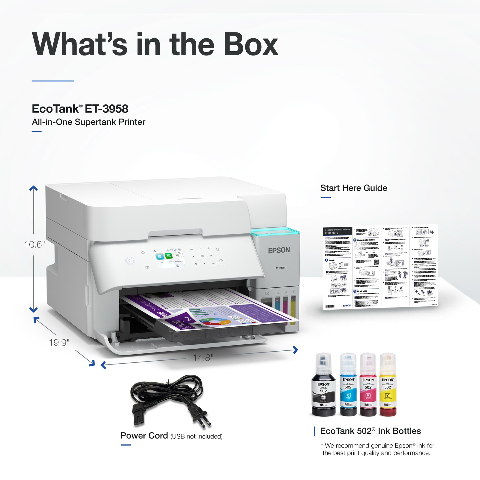 Epson EcoTank ET-3958 Wireless Printer - Certified Refurbished