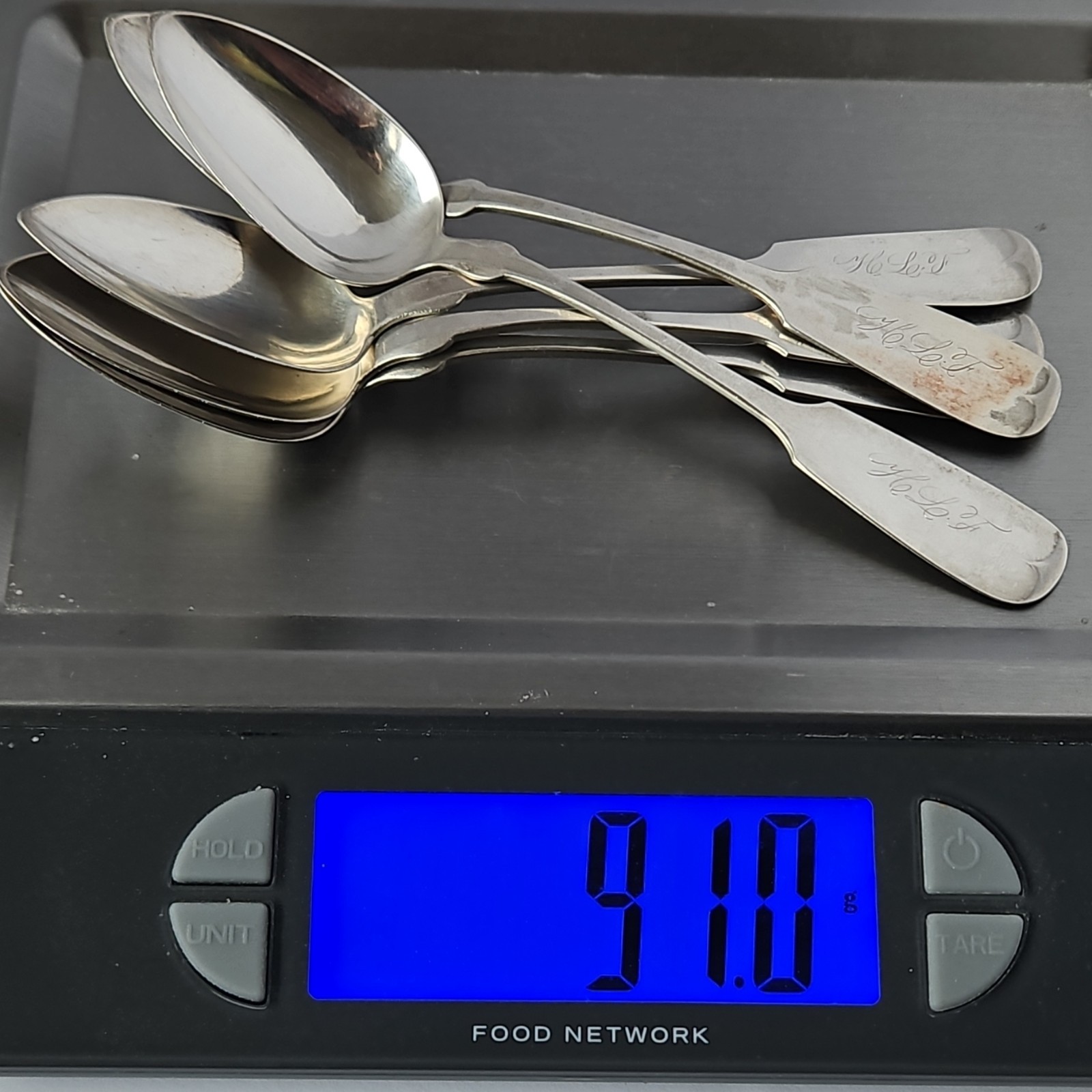 Trask & Brown Coin Silver Spoons Set of 5 Antique 1850-1899