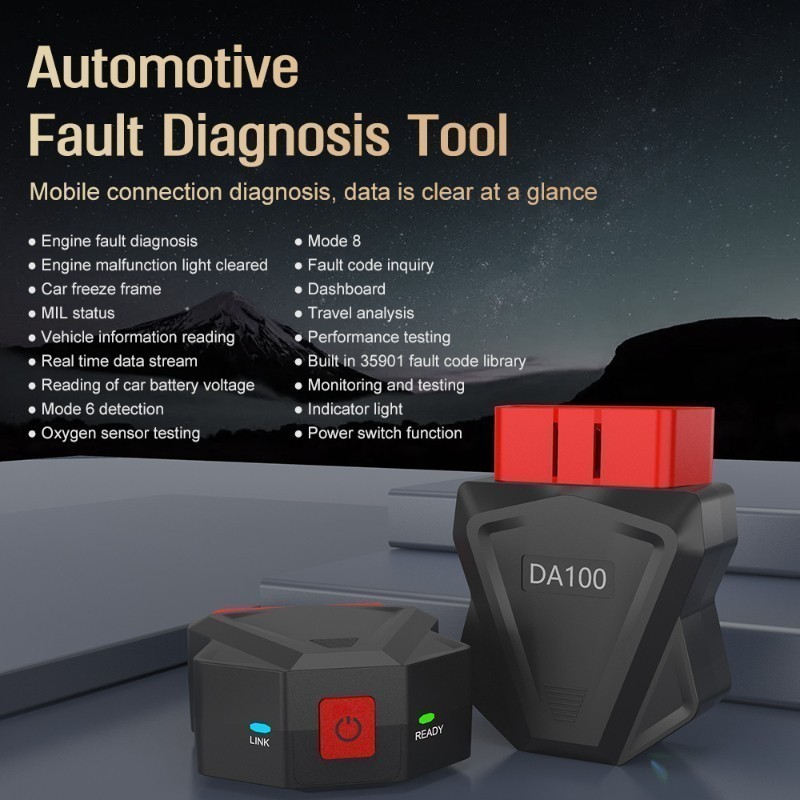 DA100 OBD Car Diagnostic Scanner Fault Code Reader Clear AI Diagnostic Tool