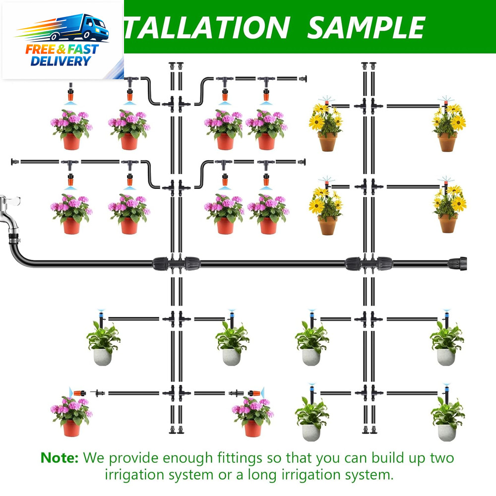 256FT Automatic Drip Irrigation System Kit,Automatic Garden Watering Misting Sys