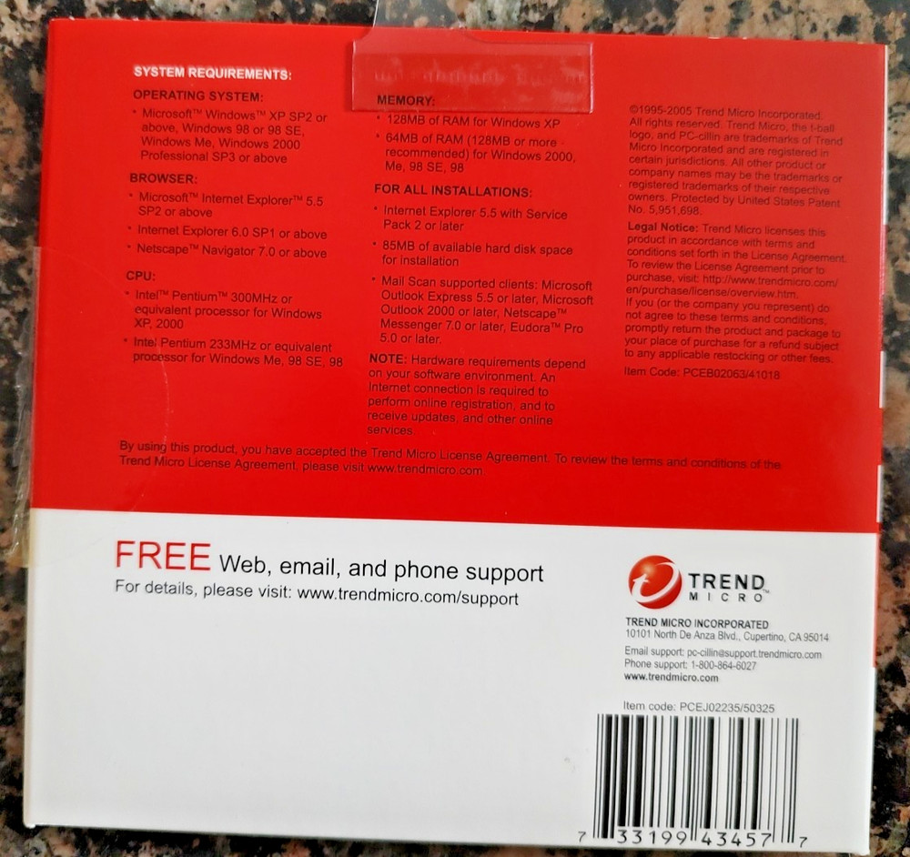PC-cillin Antivirus 11 Security Software Trend Micro Windows XP