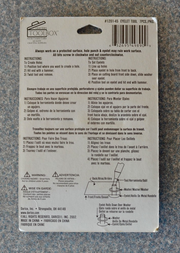 DARICE 7-PCS/PKG EYELET TOOL KIT/CRAFTERS TOOLBOX