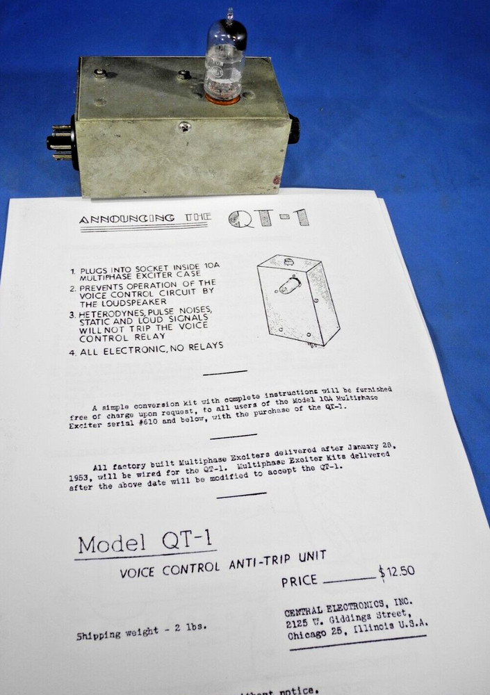 Central Electronics QT-1 Used Pulled From Working 20-A  w/ 12AT7 tube!