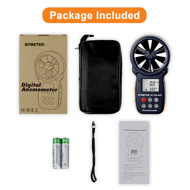 BT-100 Wind Speed Meter Measuring Wind Speed Digital Anemometer Handheld