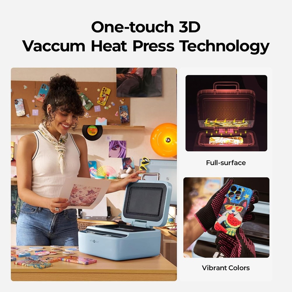 HTVRONT Phone Cases Heat Press for Iphone&Android 3D Automatic Vacuum Heat Press