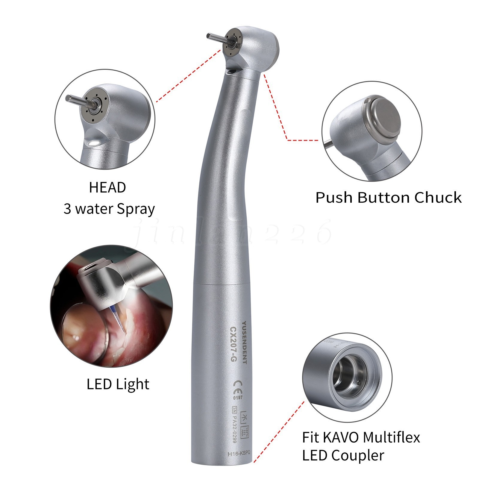 COXO Dental High Speed Handpiece Fiber Optic Turbine KaV MULTIflex LED Coupling