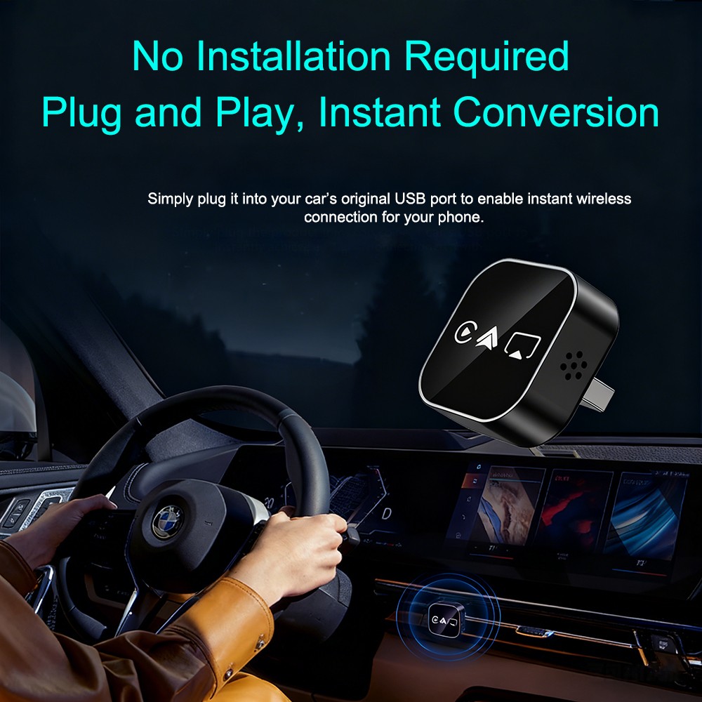 Wired to Wireless CarPlay Adapter for Apple iPhone/Android Auto/AirPlay/Miracast