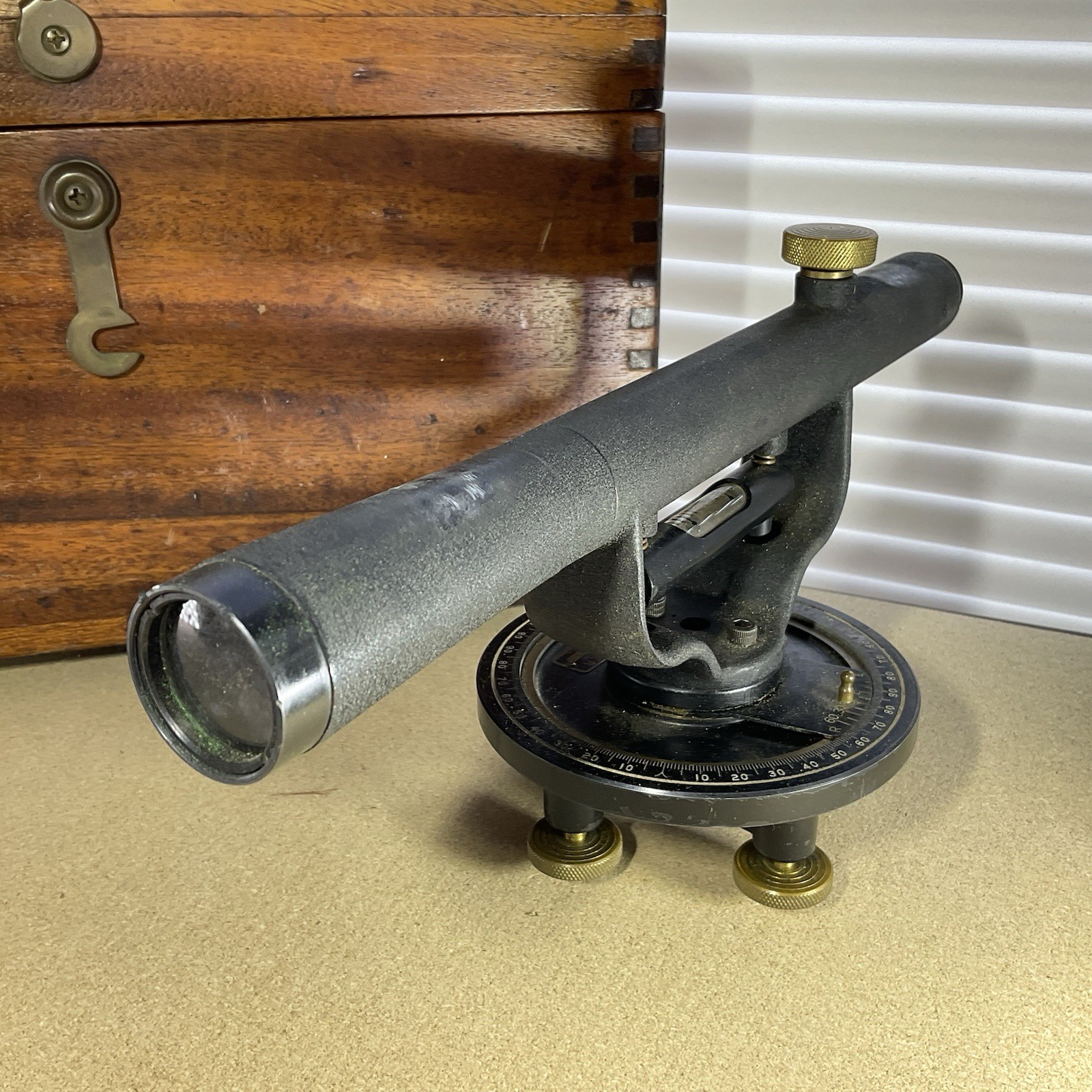 BERGER Model 110B Transit Level w/ Wood Case +Extras ~ Vintage 1960's