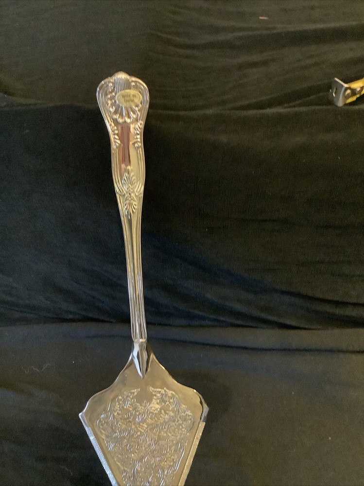 Silver Studios Large Silver Plated Cake Server Ornate Scroll Design 11.5"