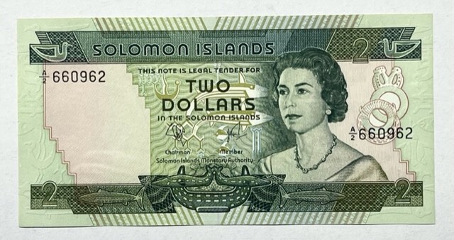 SOLOMON ISLANDS - $2 Dollars - ND(1977) - Pick-5a - Gem Crisp Uncirculated!