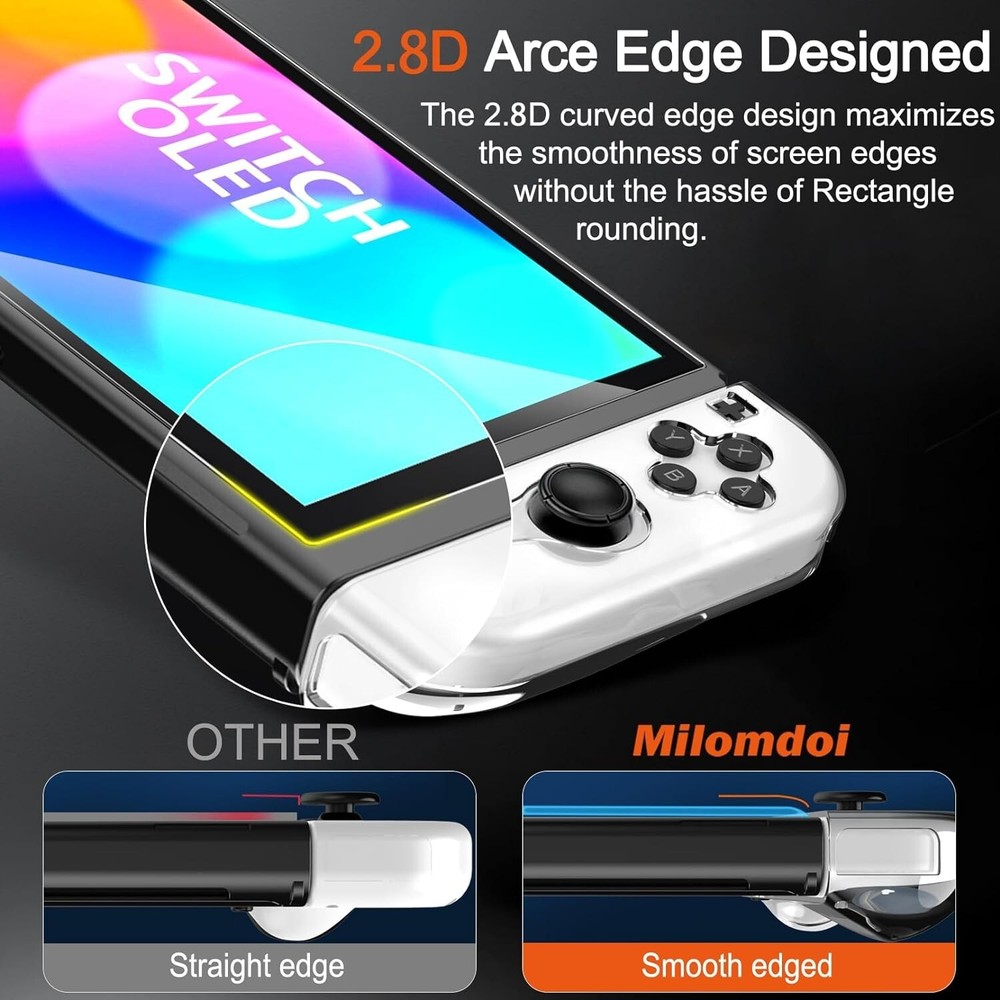 2-Pack Nintendo Switch OLED (2021)Tempered Glass Screen Protector,2 Joy con case