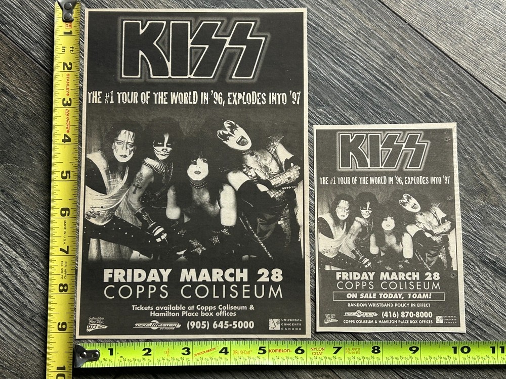 KISS Concert Ad Advert Reunion Tour Hamilton Ontario Mar28 1997 Lot Vintage Kiss