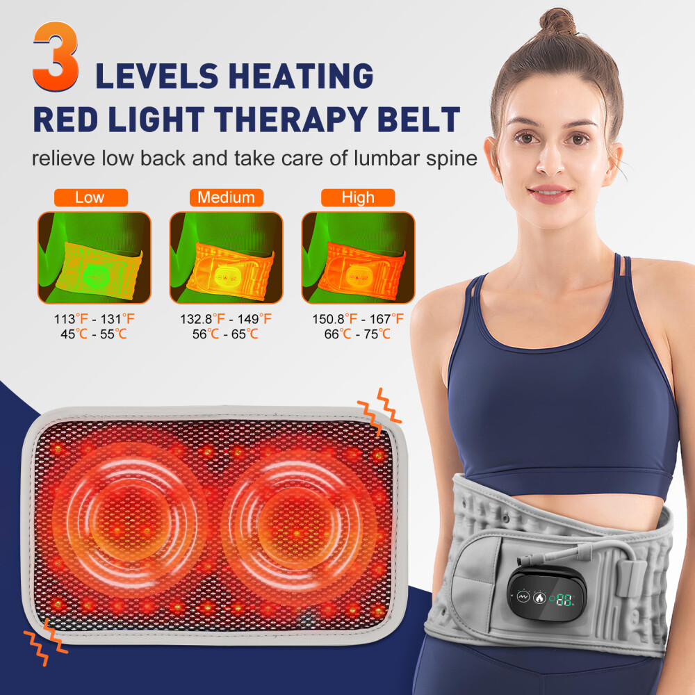 Inflatable Decompression Back Belt with Red Light Heating and Vibration Massager