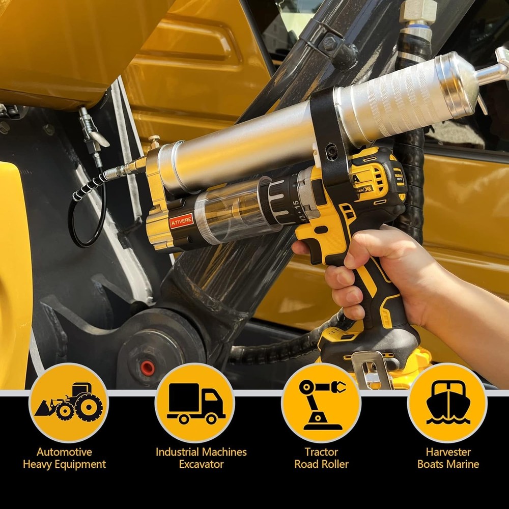 Electric Grease Gun Drill Adapter with 14 OZ Load,