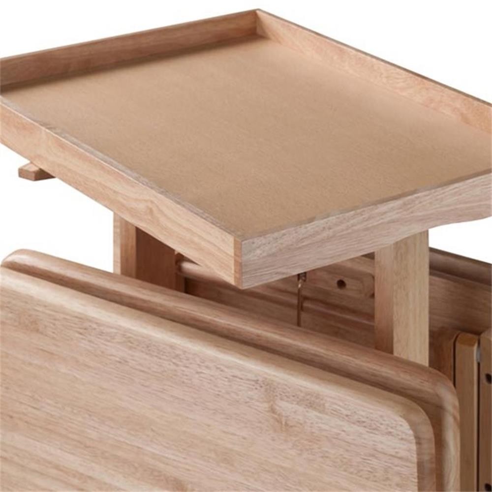 Bowery Hill 6-Piece Transitional Solid Wood Snack Table Set in Natural