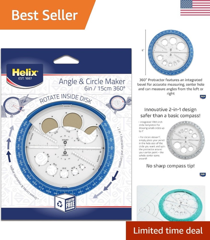 Angle and Circle Maker with Integrated Circle Templates, 360 Degree, 6 Inch /...