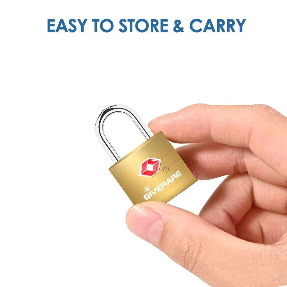 4 Pack TSA Approved Travel Luggage Locks with Keys Solid Brass Copper Keyed Pad