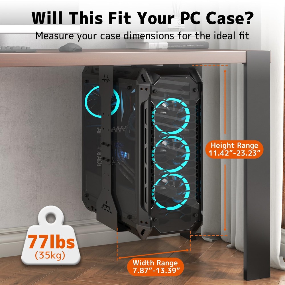 Under Desk PC Mount, 7.9-13.4’’ Width Adjustable Computer Tower Stand, up to ...