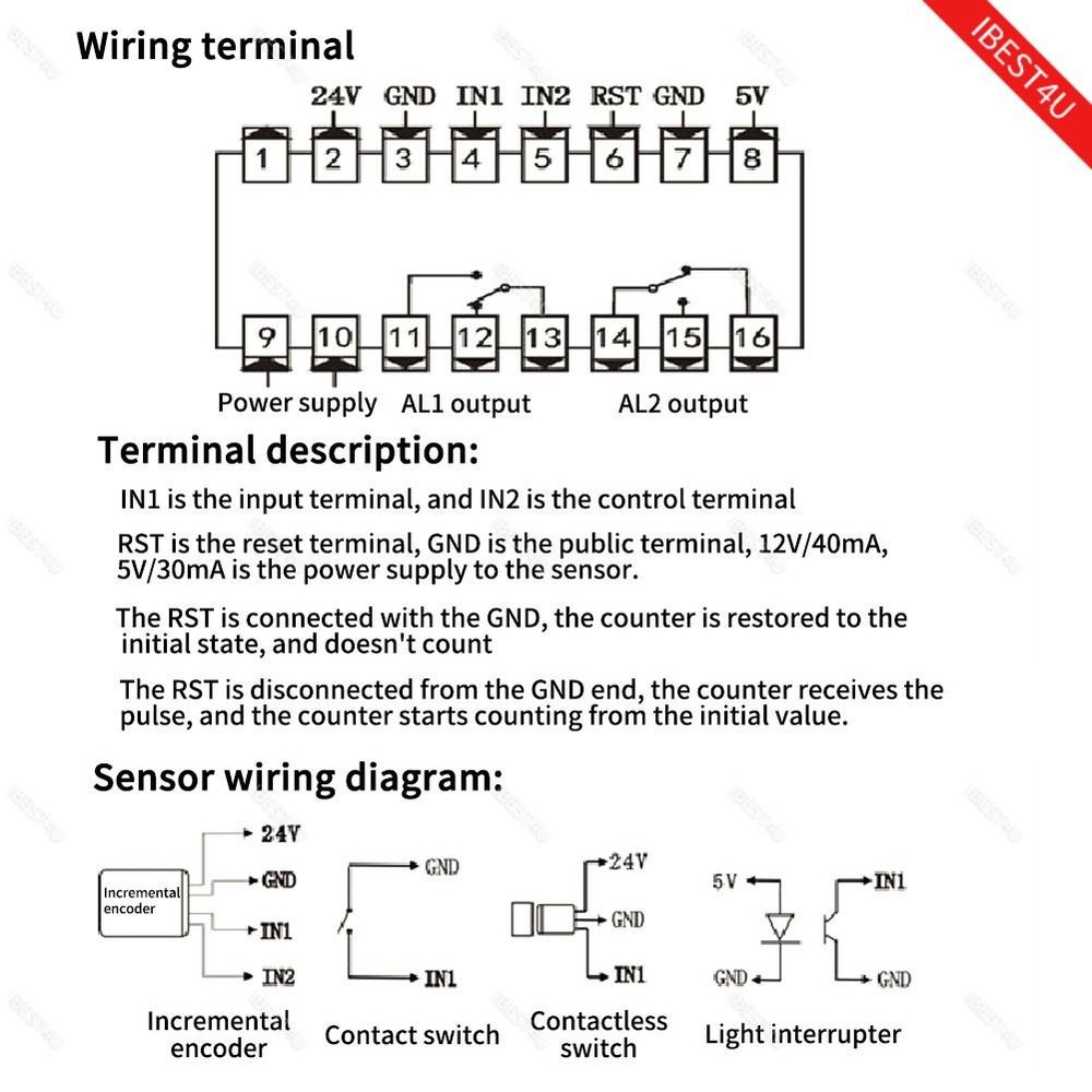 6-Digital Multifunctional LED Counter Grating Encoder Display Meter Relay 220V