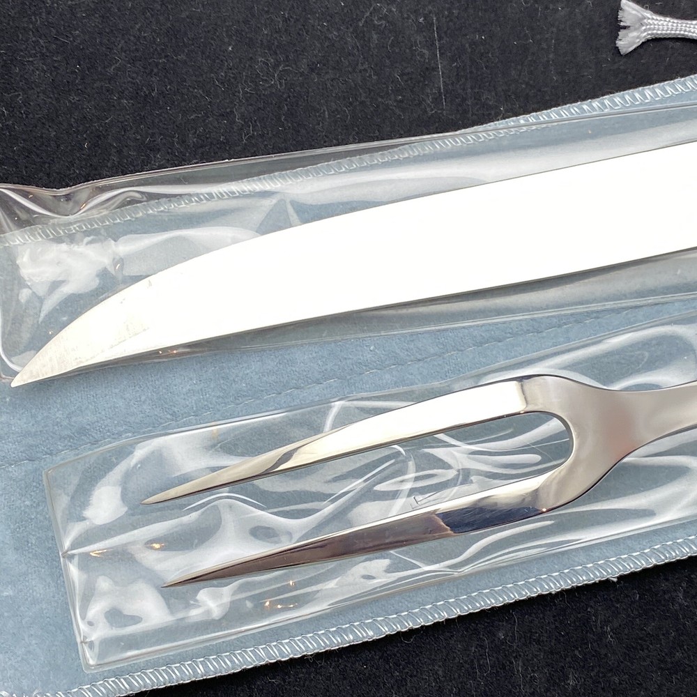 2 pc Prestige Stainless by Imperial Silver Dawn SHARP Carving Set w Storage