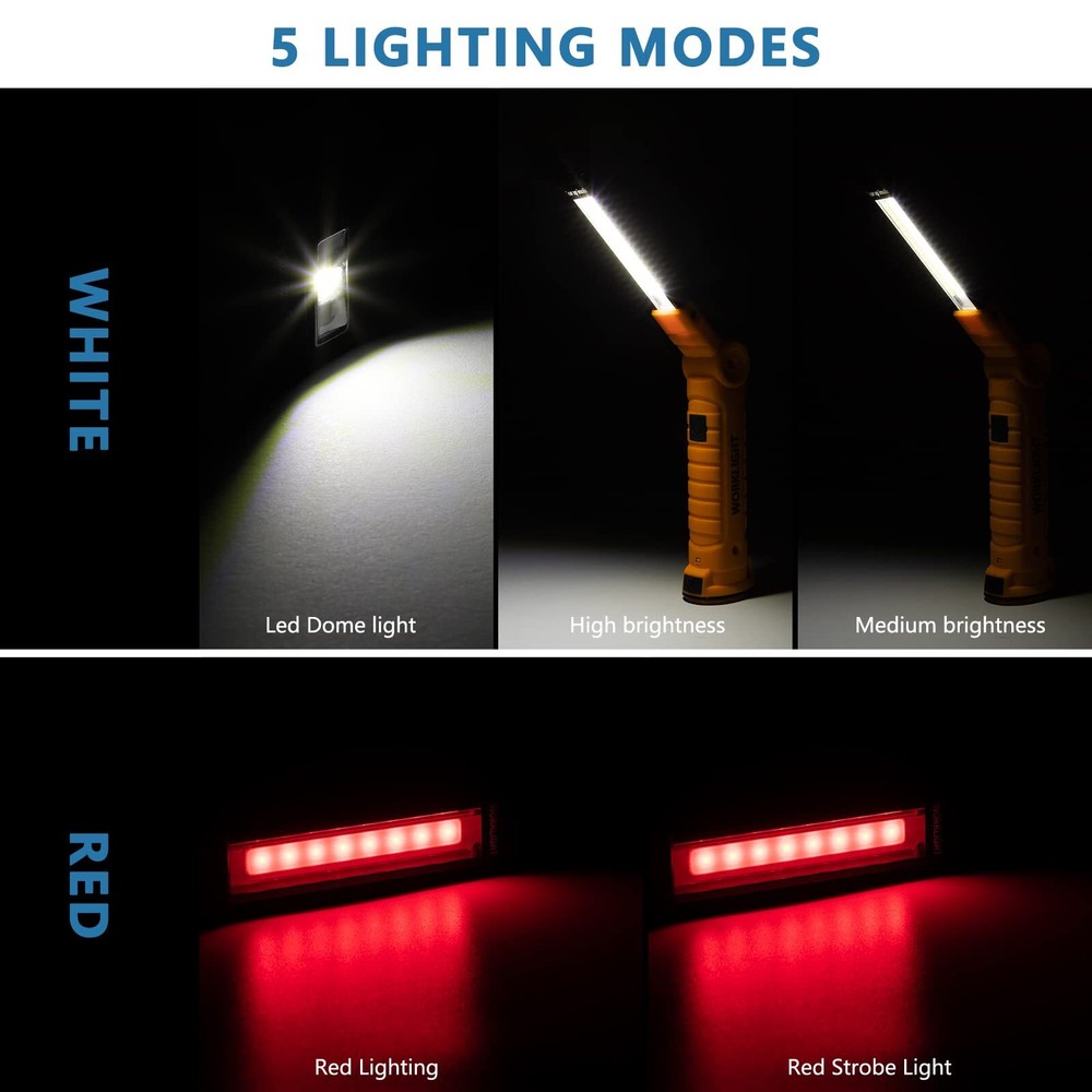 Led Rechargeable Flashlights Work Lights Mechanic Tools Cordless Worklight With