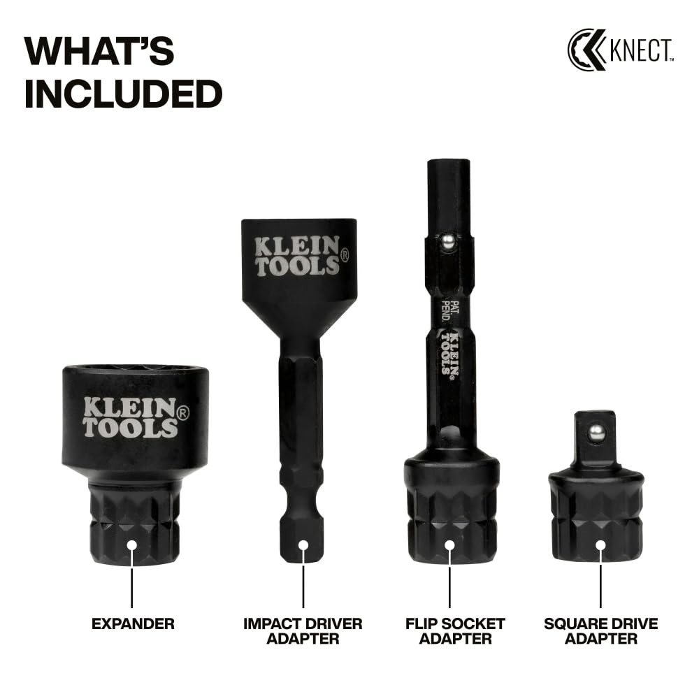 Klein Tools 65KADPS KNECT (S) Impact Socket Adapter Set, 4 1/4-Inch