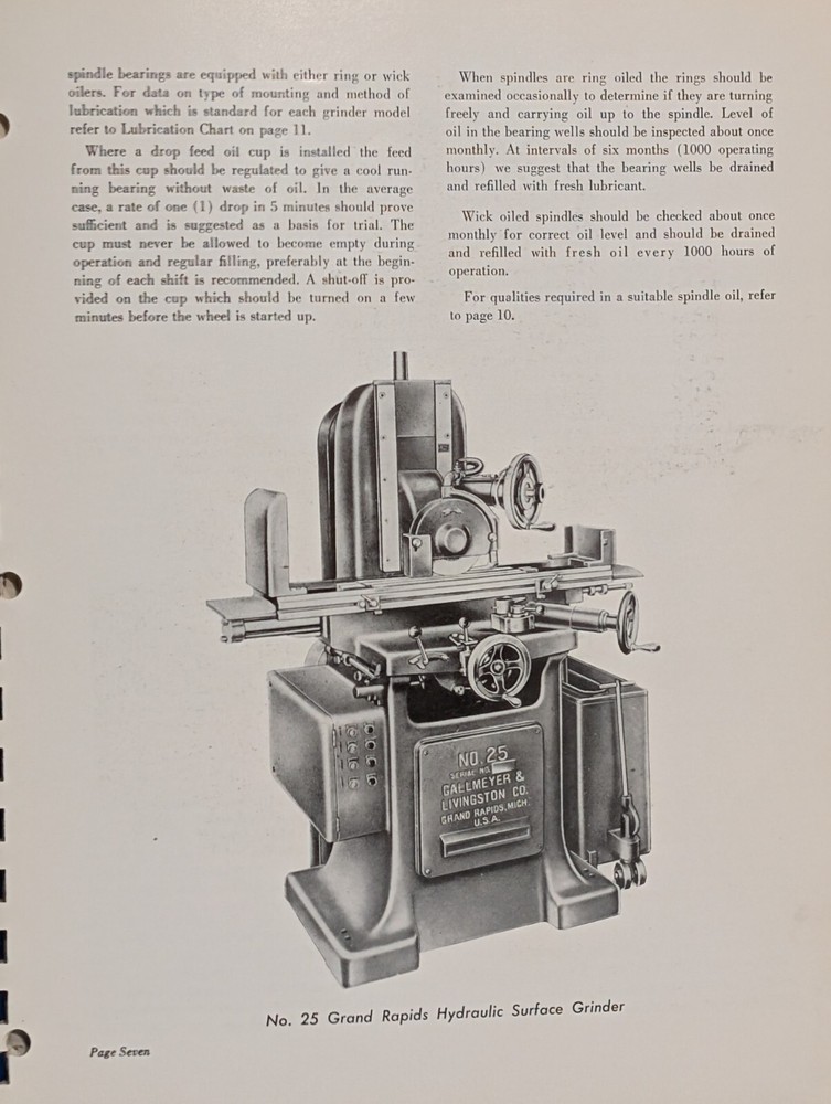 Gallmeyer + Livingston Grand Rapids Grinders Catalog, Operator Instructions