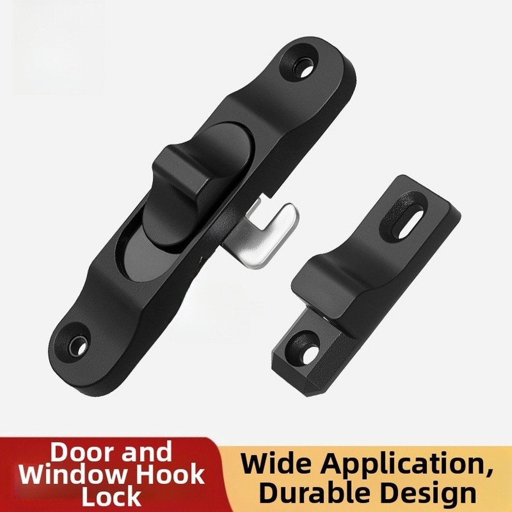 PP Plastic Screen Door Lock Hook Latch for Sliding Folding Doors Black White