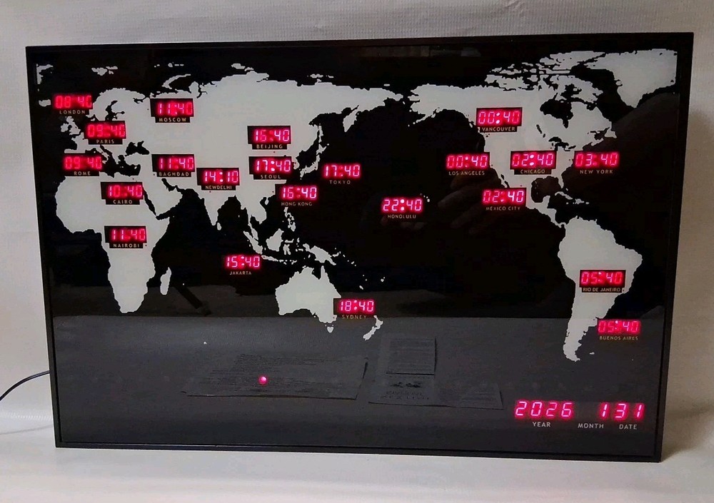 NeXtime Digital World Clock Model PWAR2897 - Black