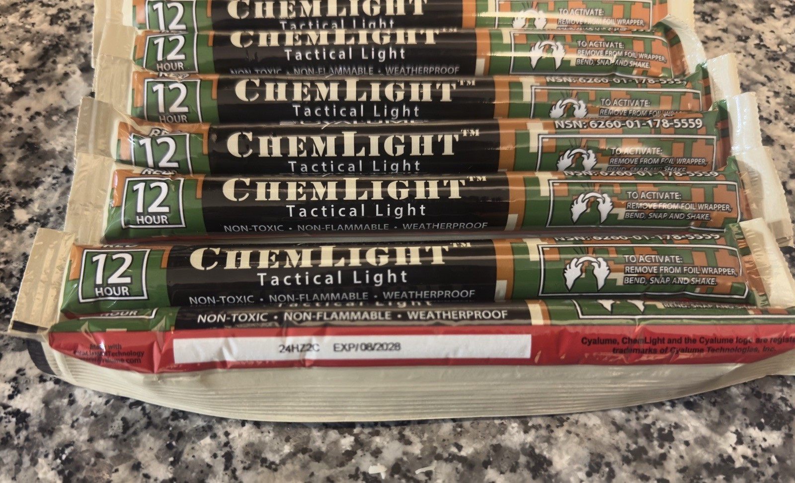 Cyalume 6" Tactical ChemLight - RED, 12 Hour (10-Pack) Exp: 2028