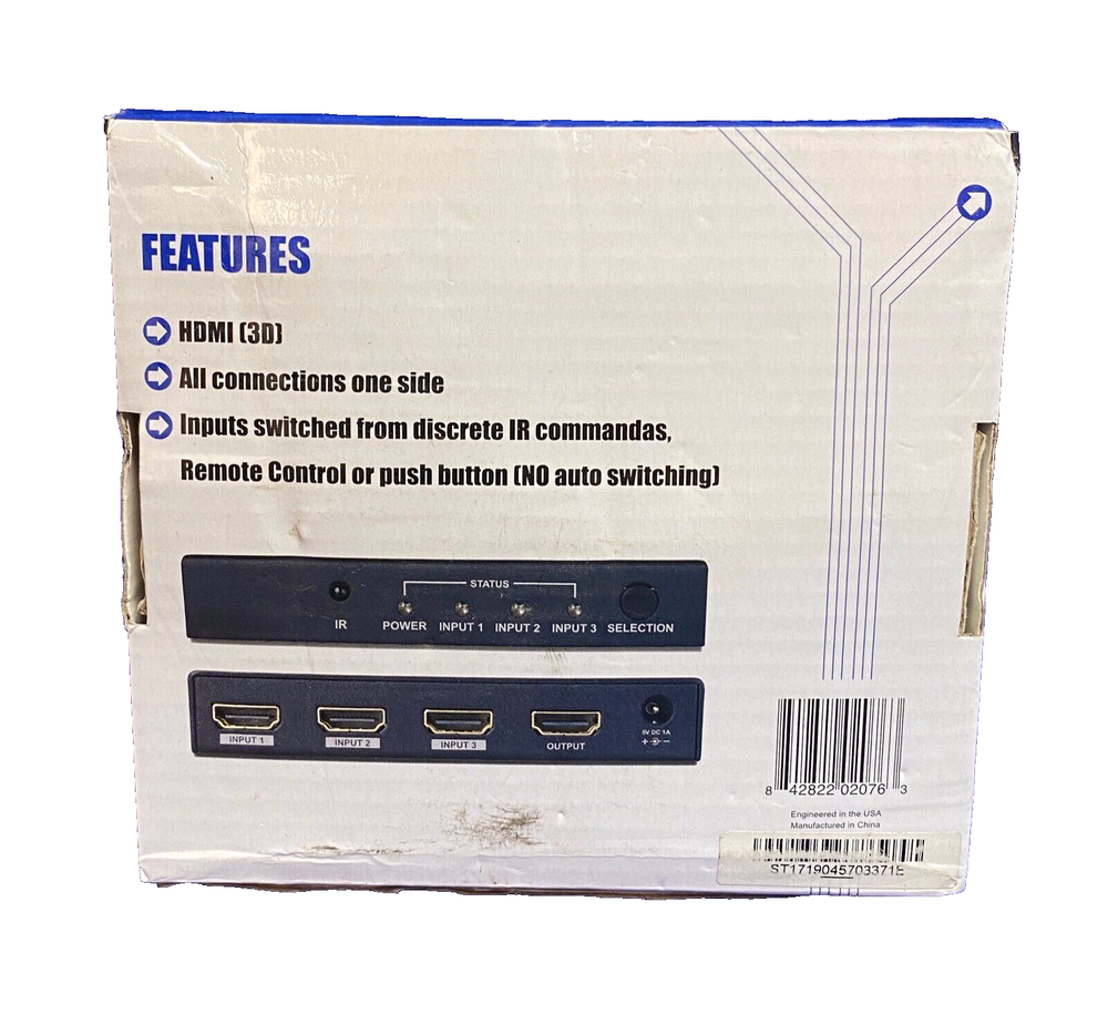 BINARY B-220-HDSWTCH-3x1 HDMI, HDMI Switcher, Excellent Condition, Open Box