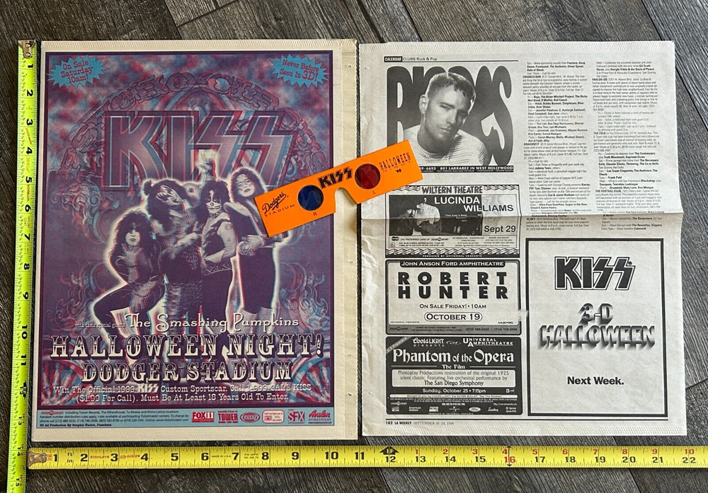 KISS Concert Ad Advert Psycho Circus 3-D Dodger Stadium Lot 11x14 Vintage Kiss