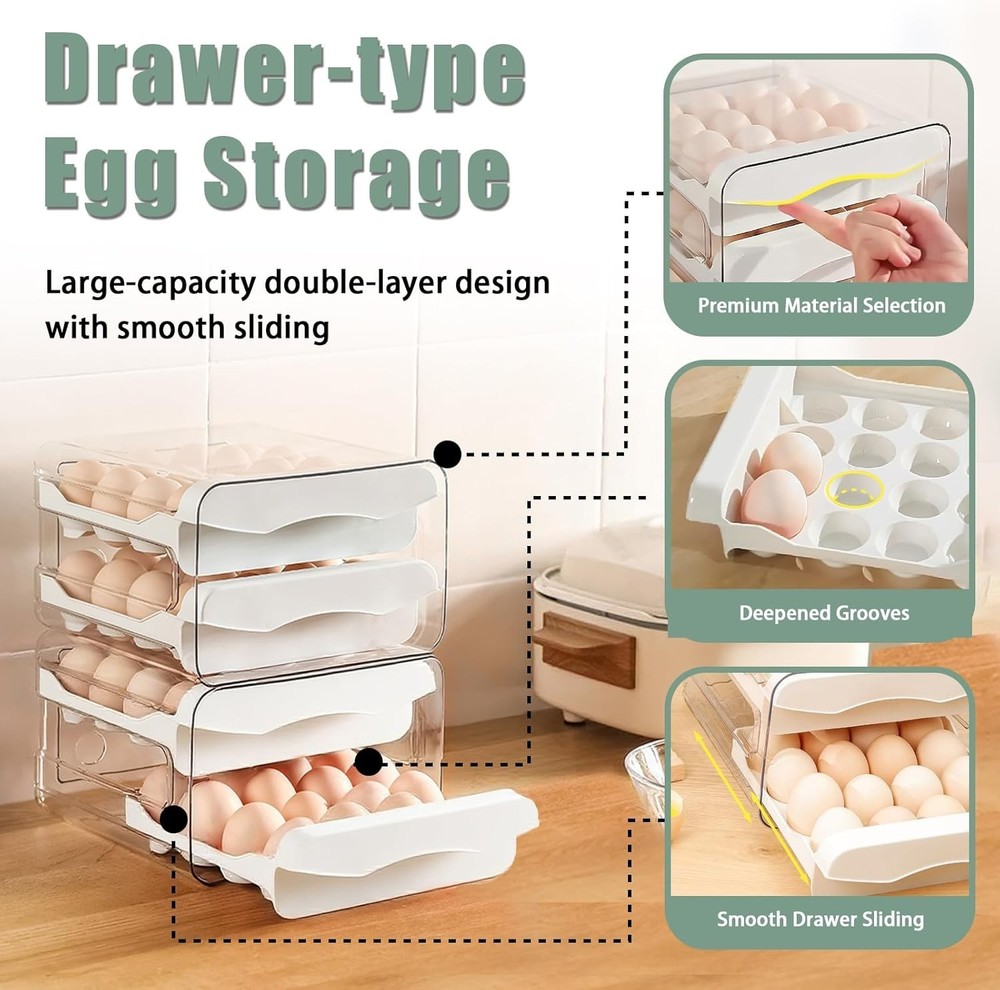 Refrigerator egg rack, egg container, egg storage box, double-layer transparent