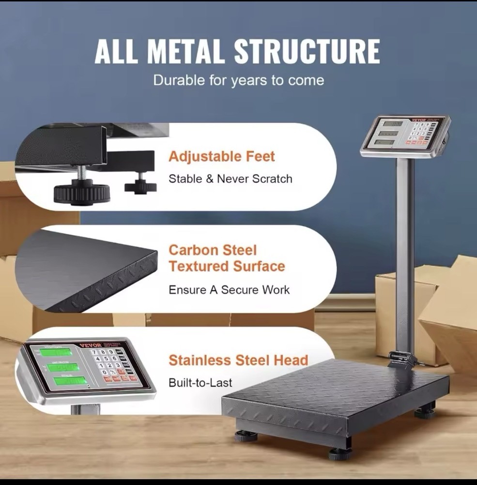 VEVOR 660 lbs / 0.1 Computing Digital Floor Platform Scale Shipping Postal Scale