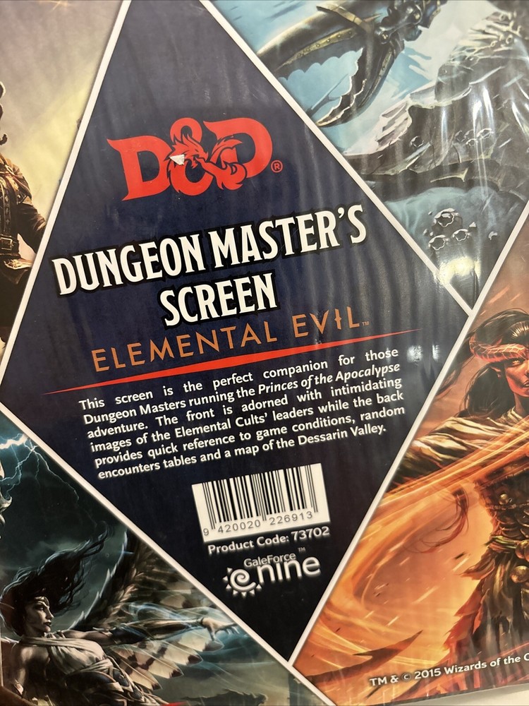 D&D Elemental Evil DM Screen- Sealed- Excellent Condition!!! HC