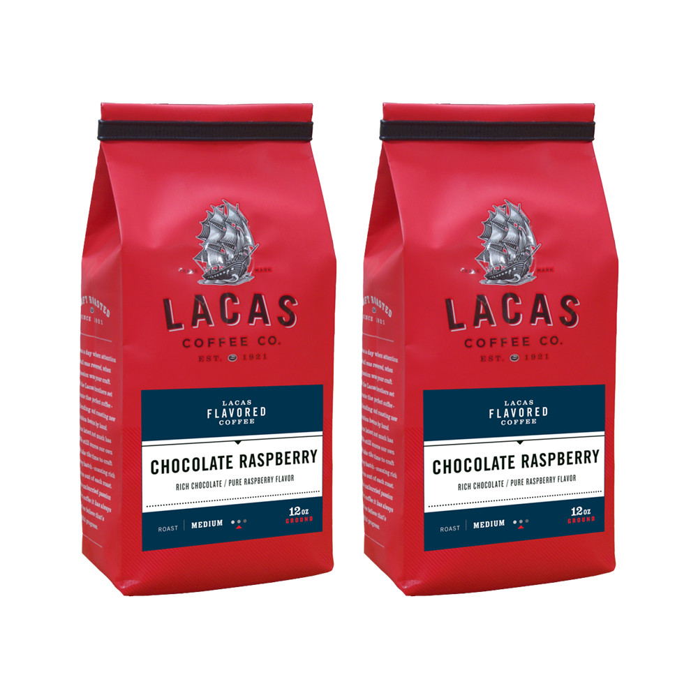 Lacas Flavored Coffee Chocolate Raspberry Ground 12oz 2 count