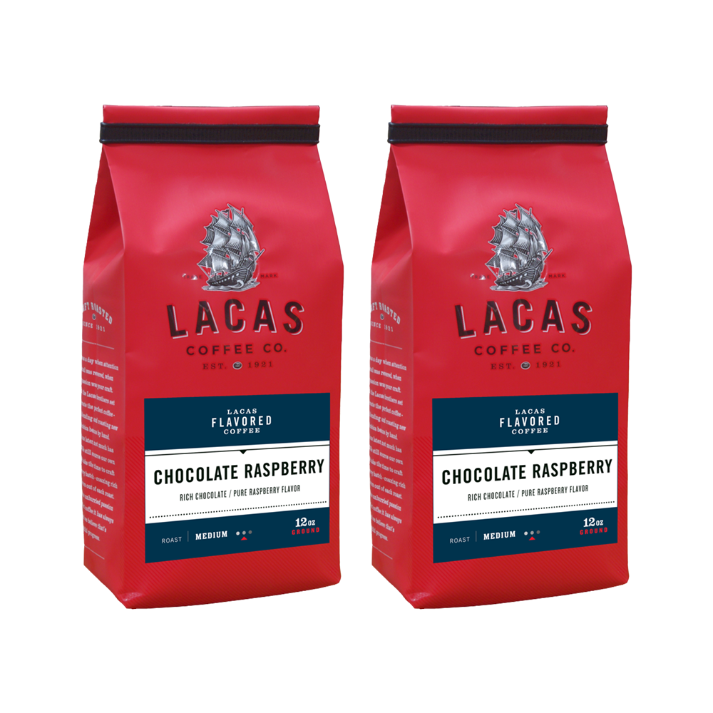 Lacas Flavored Coffee Chocolate Raspberry Ground 12oz 2 count
