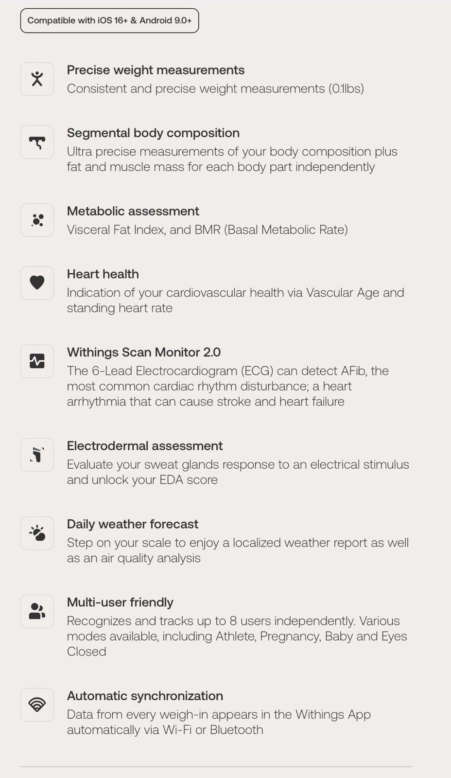 WITHINGS Body Scan - Smart Scale with Segmental Body Composition Analysis