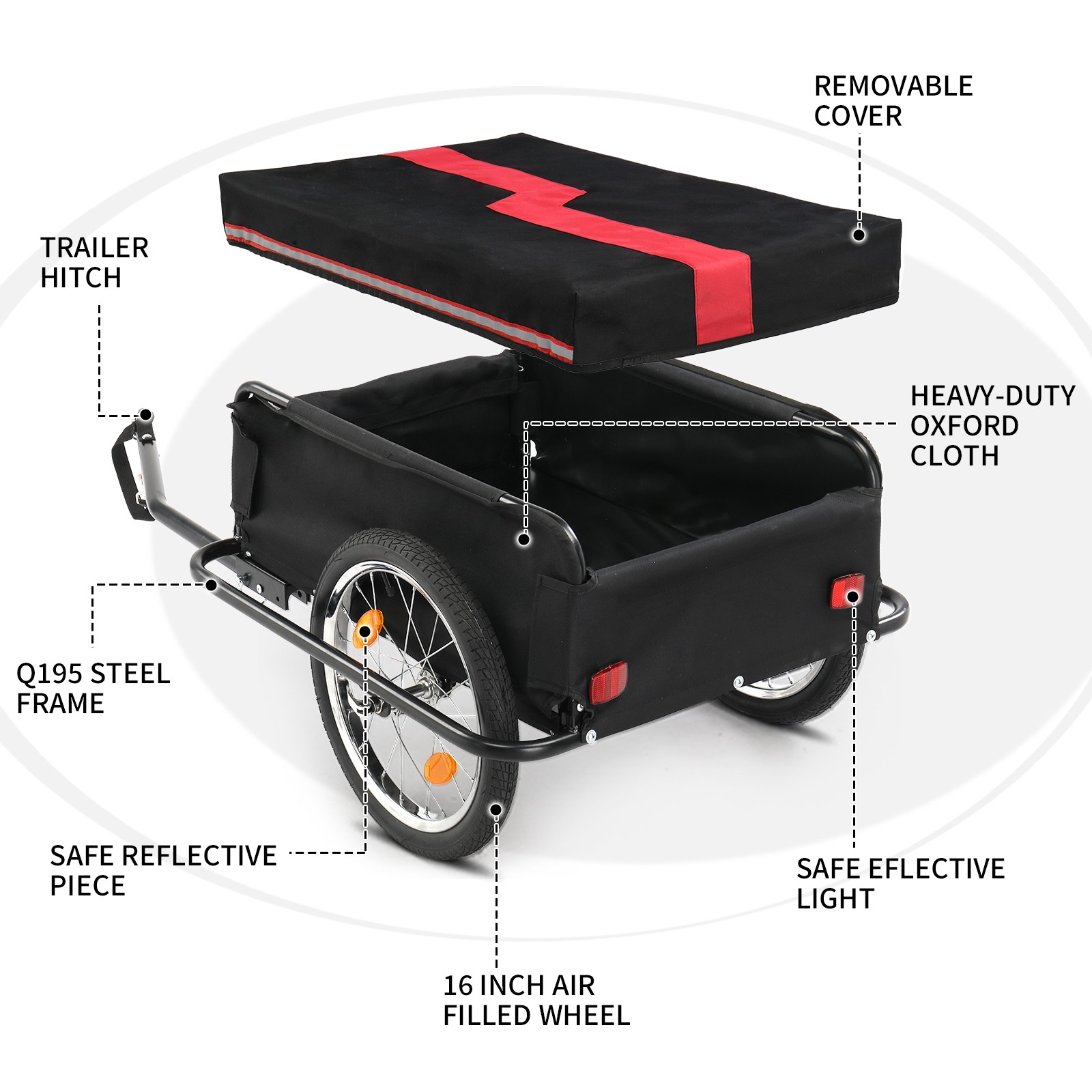 Bike Cargo Trailer Foldable Bicycle Cart Bike Wagon Trailer w/ Universal Hitch