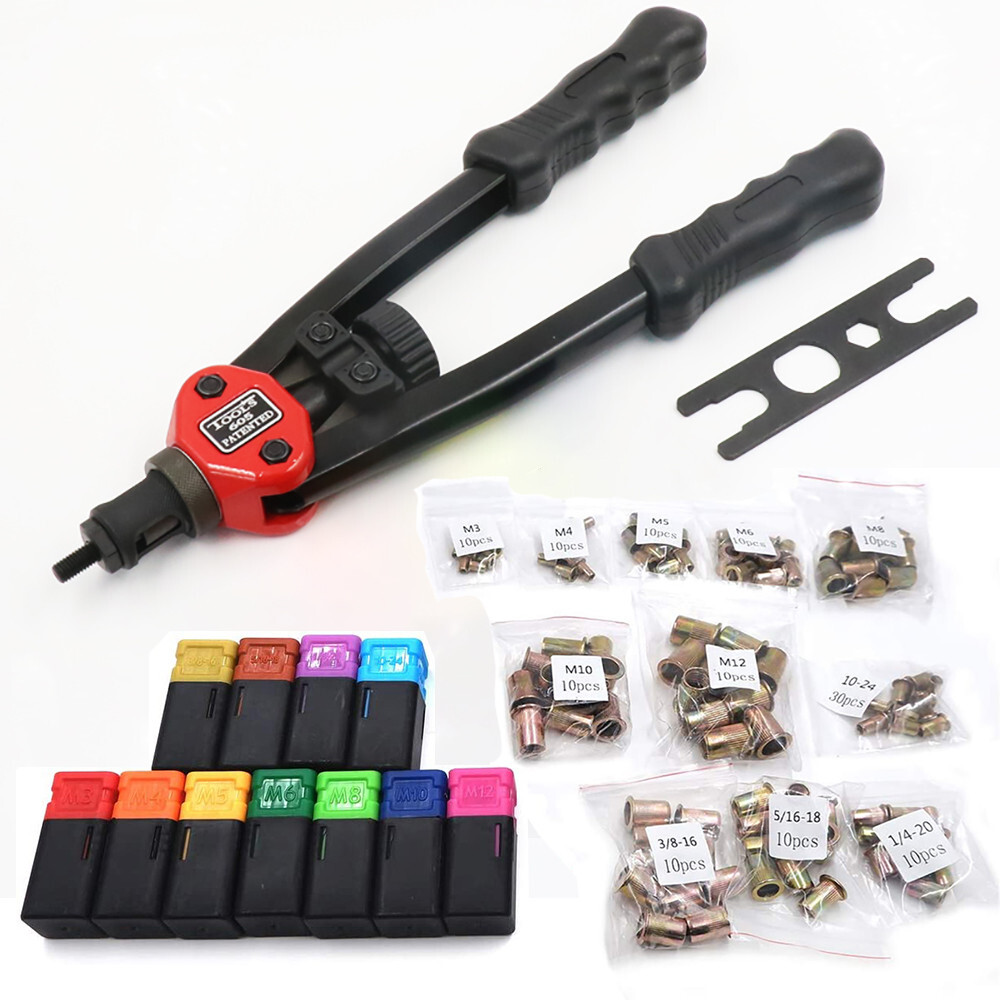 Hand Rivet Gun Threaded Insert Riveter Kit Pneumatic Tool Pop Nut Airplane Car