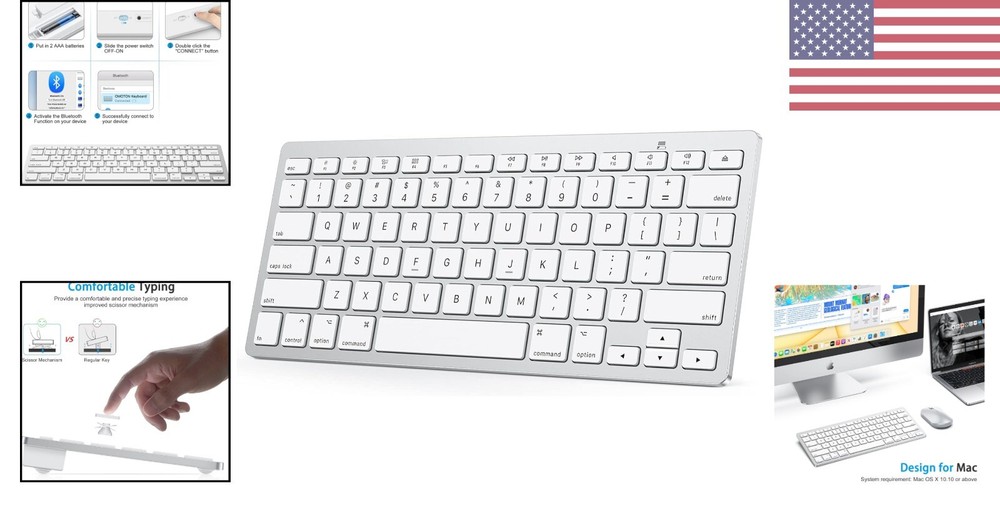Bluetooth Keyboard - Stable Connection - Ergonomic Design - Shortcut Keys