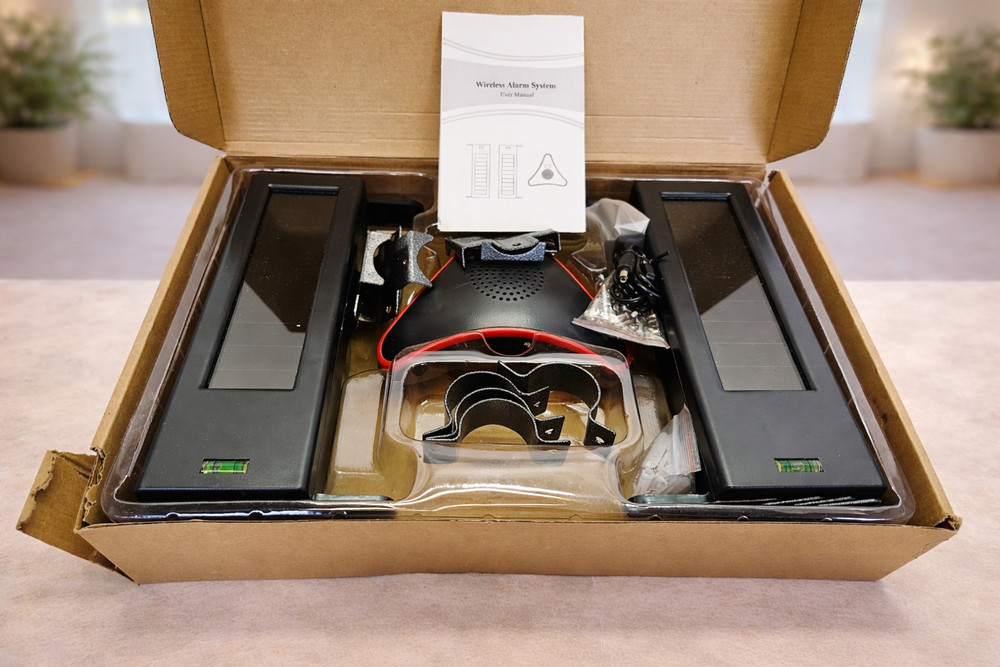 Open Box HTZSAFE Solar Powered Wireless Break-Beam Sensor System Alarm